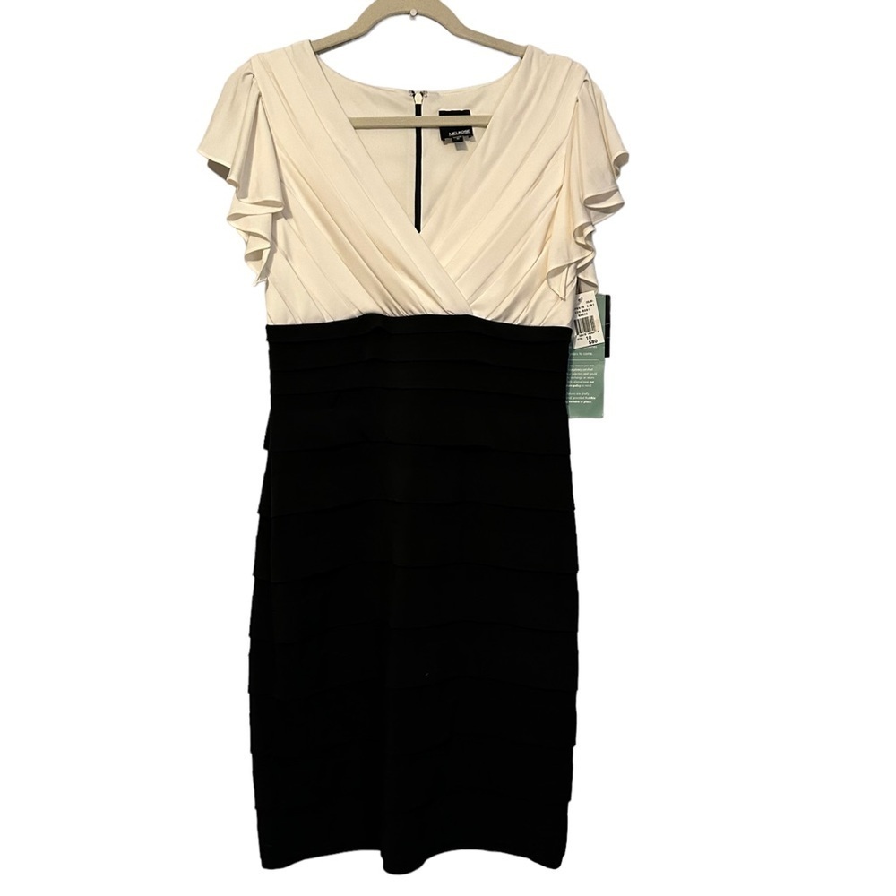Melrose Flutter Sleeve Surplice Tiered Bodycon Cocktail Party Size 10 NWT